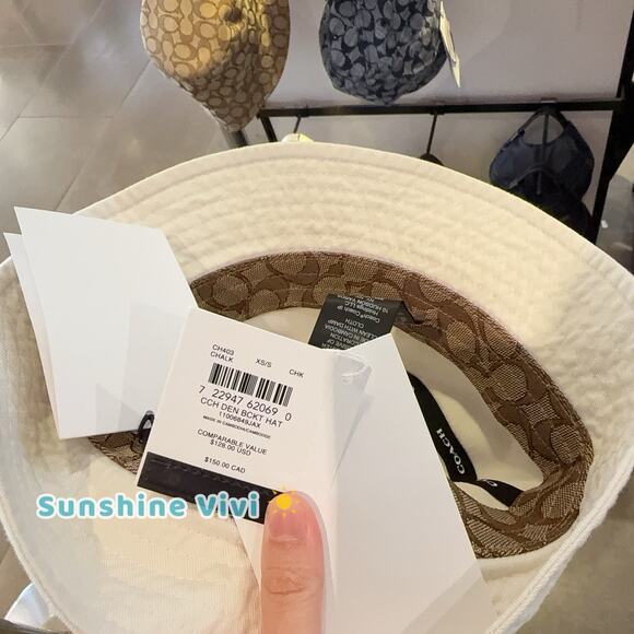 NWT COACH Cap Denim Bucket Hat Cotton CH403 Chalk Xs/s - Picture 4 of 5